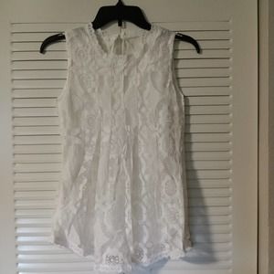 White Lace  Sleeveless Lined Tank Size M